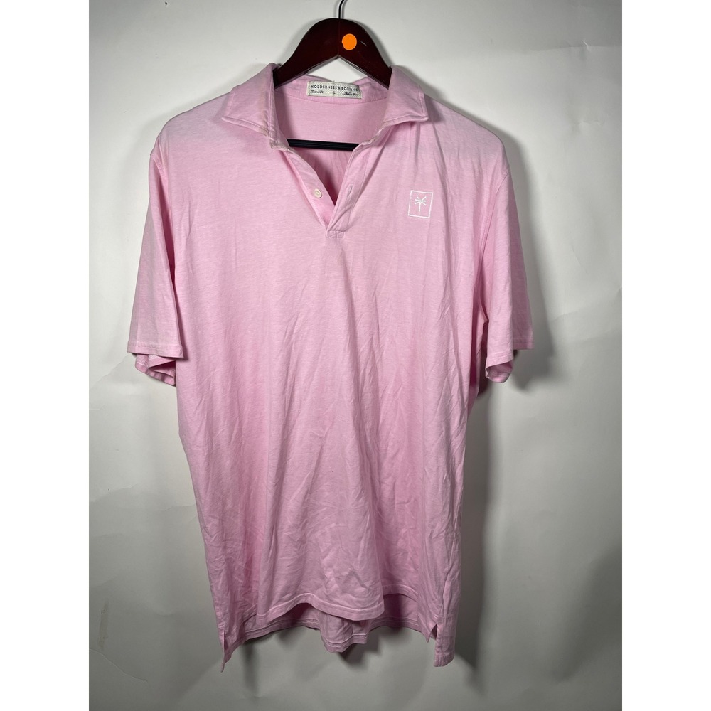 Mens‎ Holderness & Bourne Pink Tailored Fit Polo Shirt Golf Palm Tree Logo